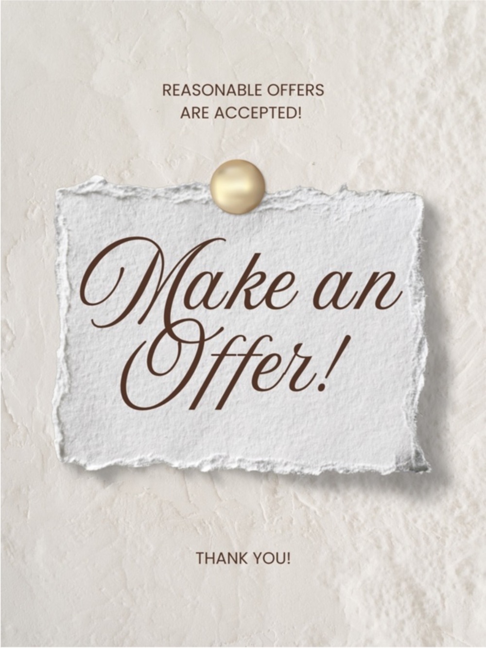 Make an Offer Decorative Art Print in Cream and Gold